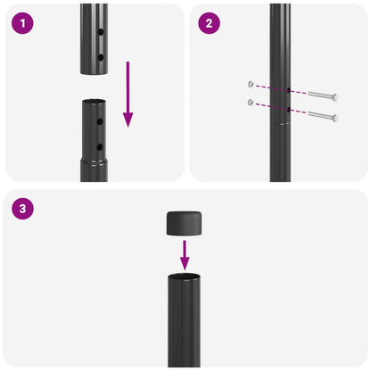 Palo della recinzione 2 pcs Grigio Acciaio Verniciato a Polvere