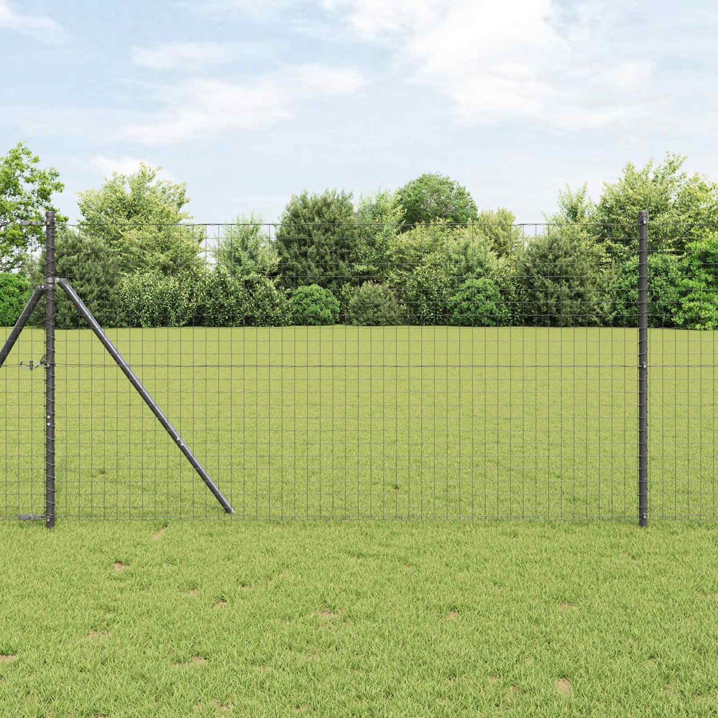 Palo della recinzione 2 pcs Grigio Acciaio Verniciato a Polvere