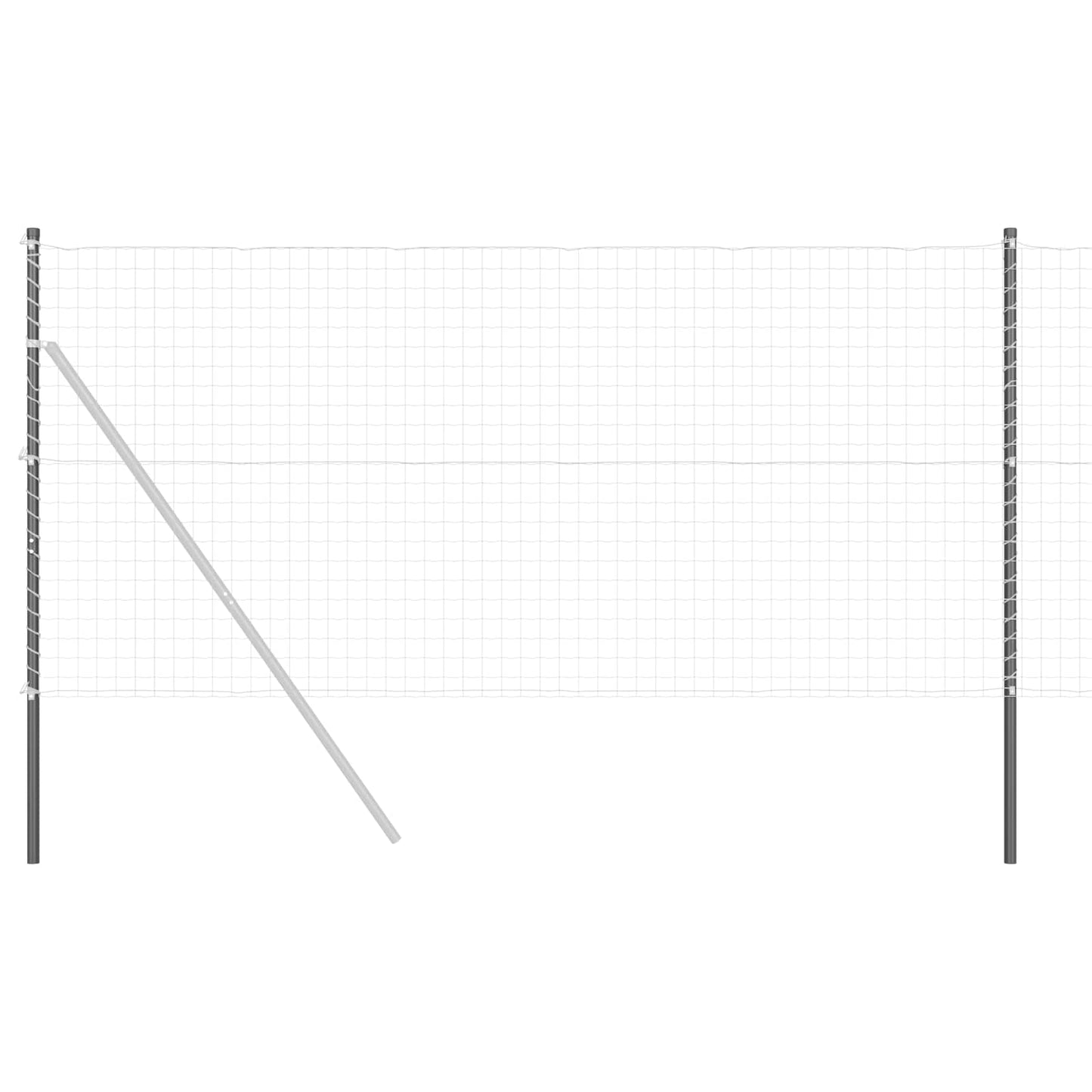 Palo della recinzione 2 pcs Grigio Acciaio Verniciato a Polvere