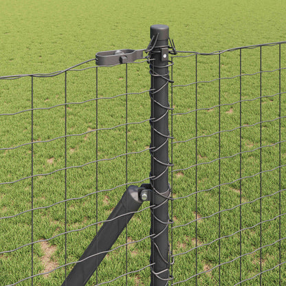 Palo della recinzione 2 pcs Grigio Acciaio Verniciato a Polvere