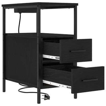 Armadio da Notte Rovere Nero 30 x 48 x 61 cm Legno multistrato