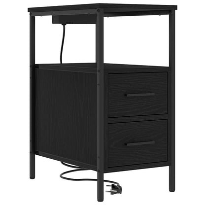 Armadio da Notte con cassetto 2 pcs Rovere Nero 30 x 48 x 61 cm