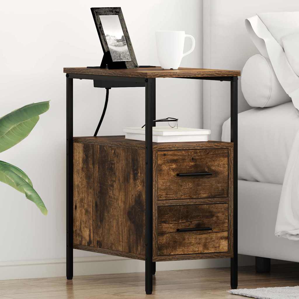 Armadio da Notte con cassetto 2 pcs Rovere fumÃ© 30 x 48 x 61 cm