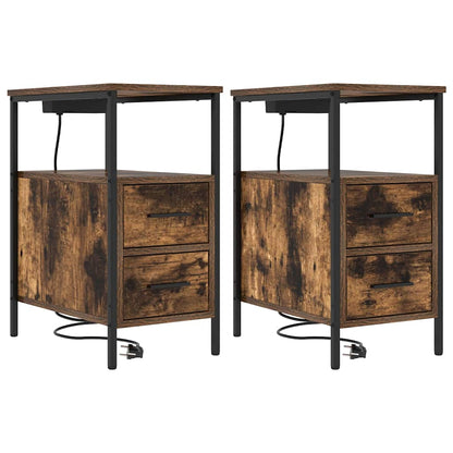 Armadio da Notte con cassetto 2 pcs Rovere fumÃ© 30 x 48 x 61 cm