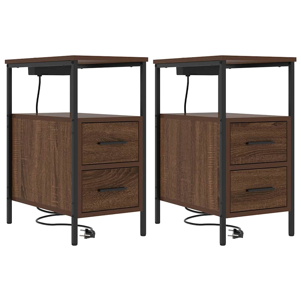 Armadio da Notte 2 pcs Rovere Marrone 30 x 48 x 61 cm