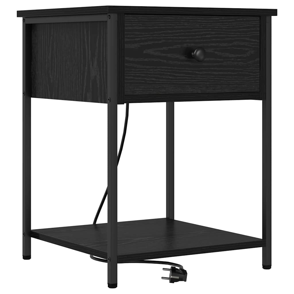 Armadio da Notte Rovere Nero 42 x 41 x 56 cm Legno multistrato