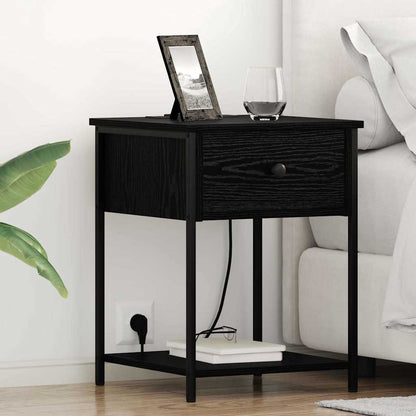 Armadio da Notte con cassetto 2 pcs Rovere Nero 42 x 41 x 56 cm