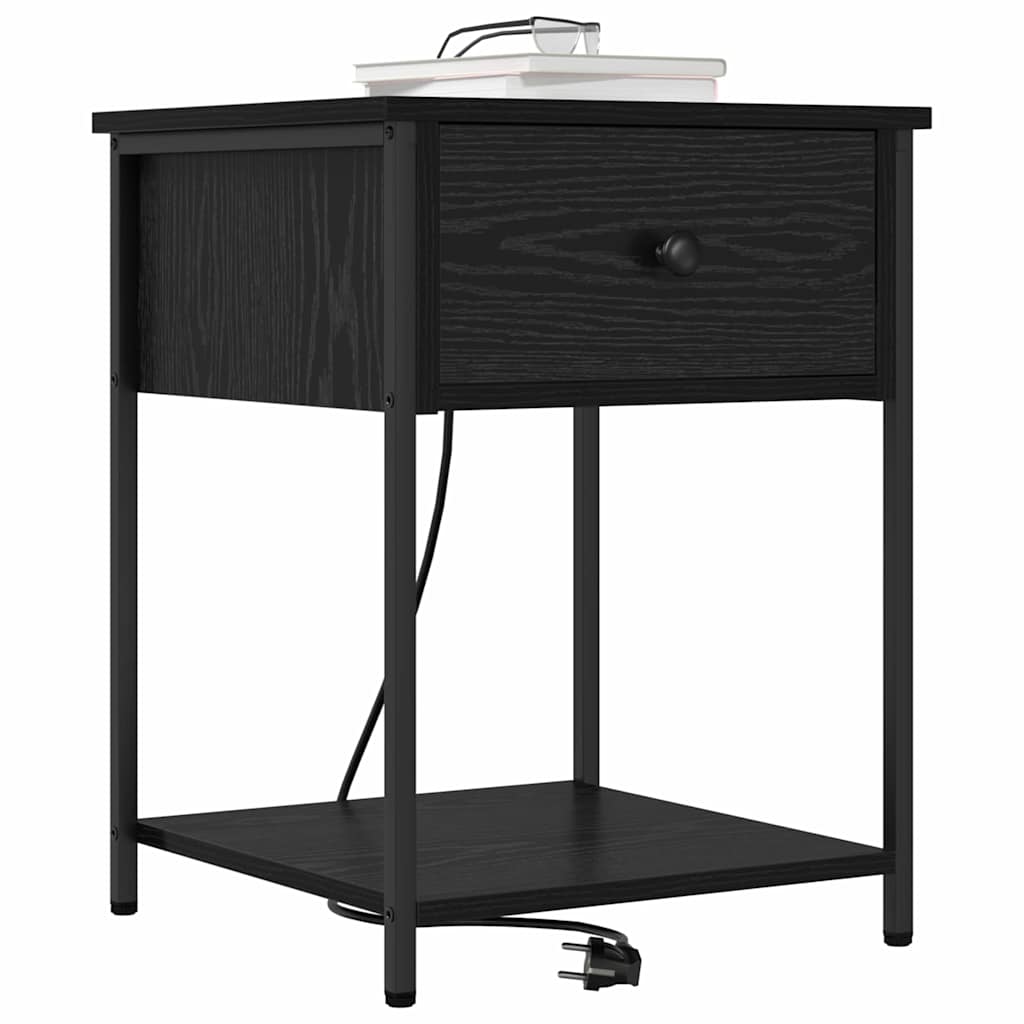 Armadio da Notte con cassetto 2 pcs Rovere Nero 42 x 41 x 56 cm