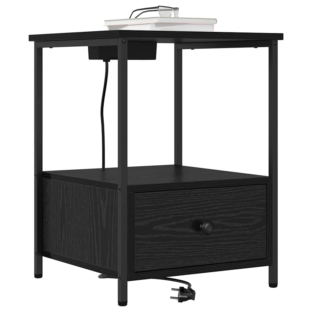 Armadio da Notte Rovere Nero 42 x 41 x 56 cm Legno multistrato