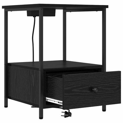 Armadio da Notte con cassetto 2 pcs Rovere Nero 42 x 41 x 56 cm