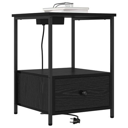 Armadio da Notte con cassetto 2 pcs Rovere Nero 42 x 41 x 56 cm