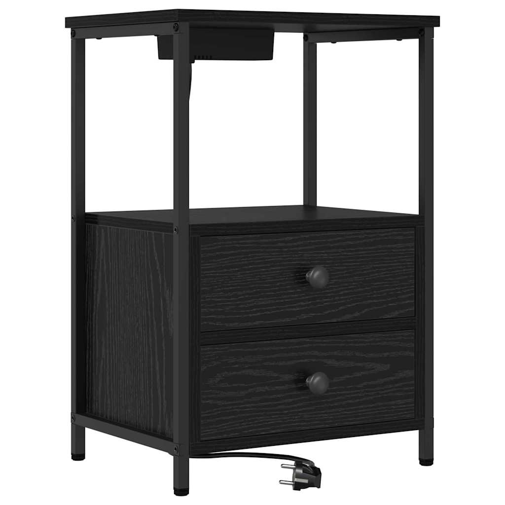 Armadio da Notte Rovere Nero 40 x 31 x 60 cm Legno multistrato