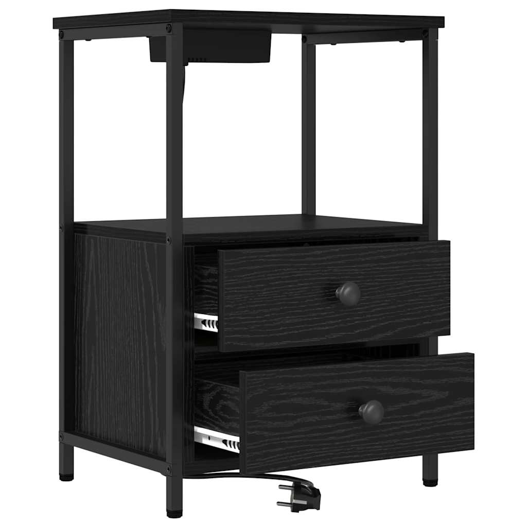 Armadio da Notte Rovere Nero 40 x 31 x 60 cm Legno multistrato