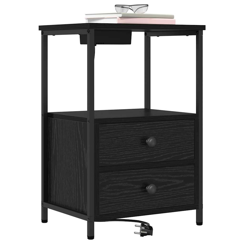 Armadio da Notte Rovere Nero 40 x 31 x 60 cm Legno multistrato