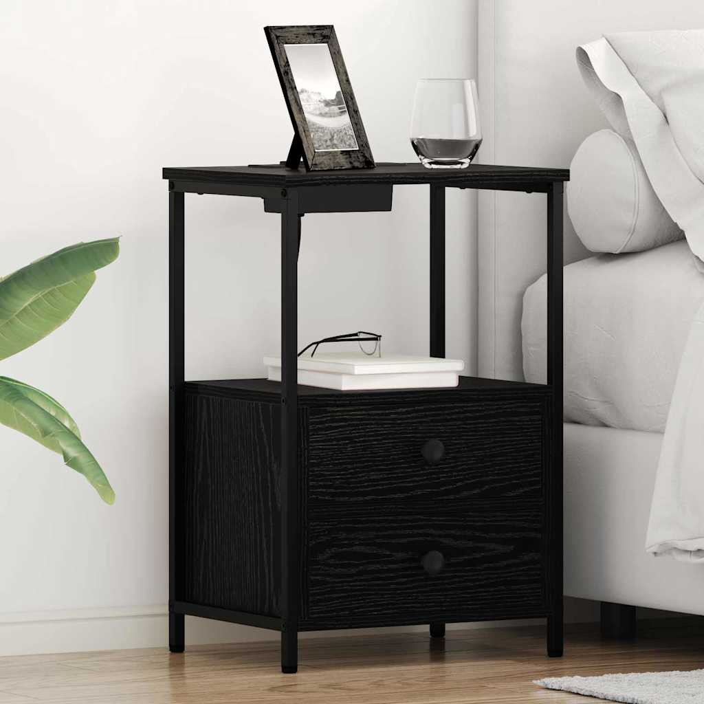 Armadio da Notte con cassetto 2 pcs Rovere Nero 40 x 31 x 60 cm