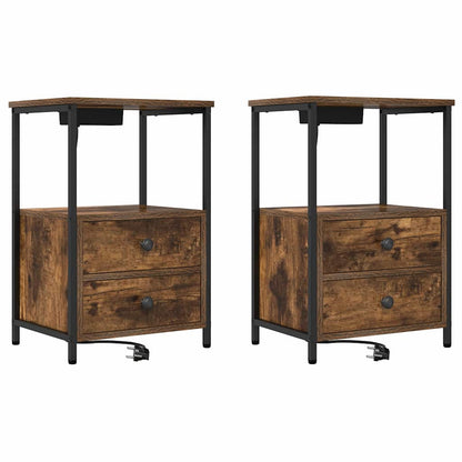 Armadio da Notte con cassetto 2 pcs Rovere fumÃ© 40 x 31 x 60 cm