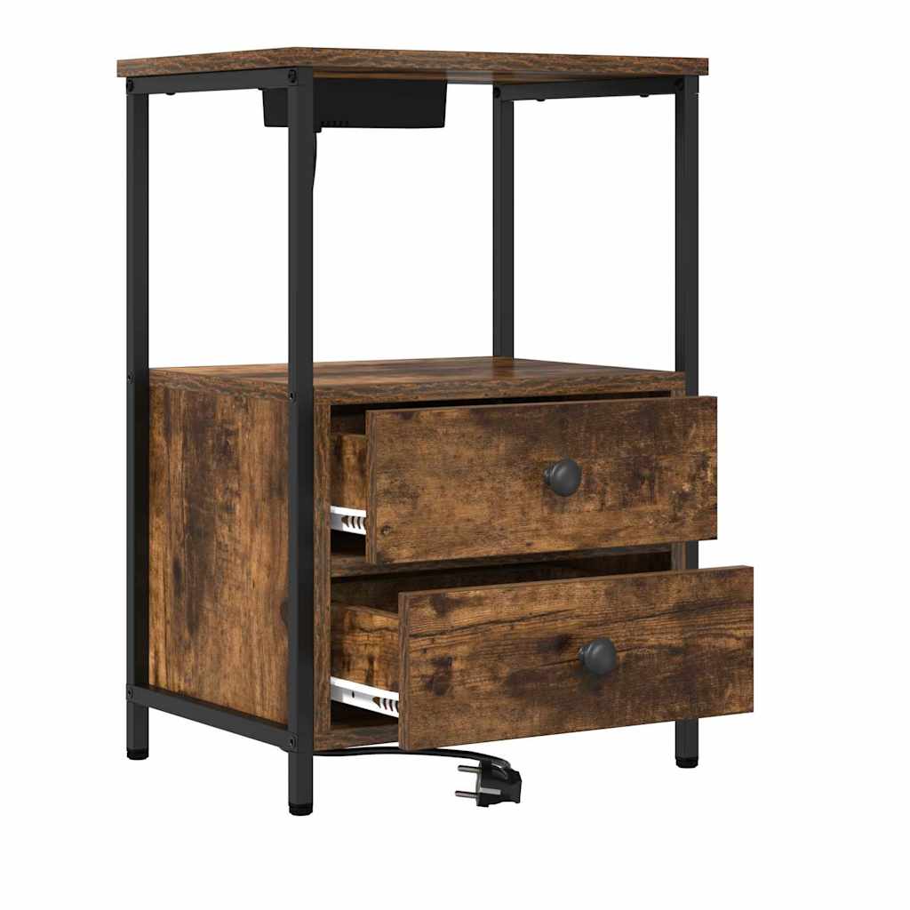 Armadio da Notte con cassetto 2 pcs Rovere fumÃ© 40 x 31 x 60 cm