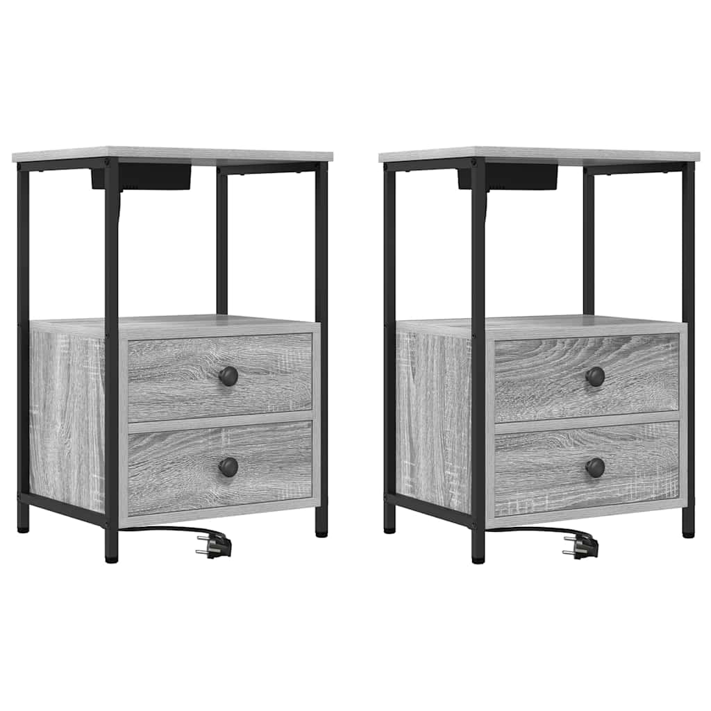 Armadio da Notte 2 pcs Grigio Sonoma 40 x 31 x 60 cm