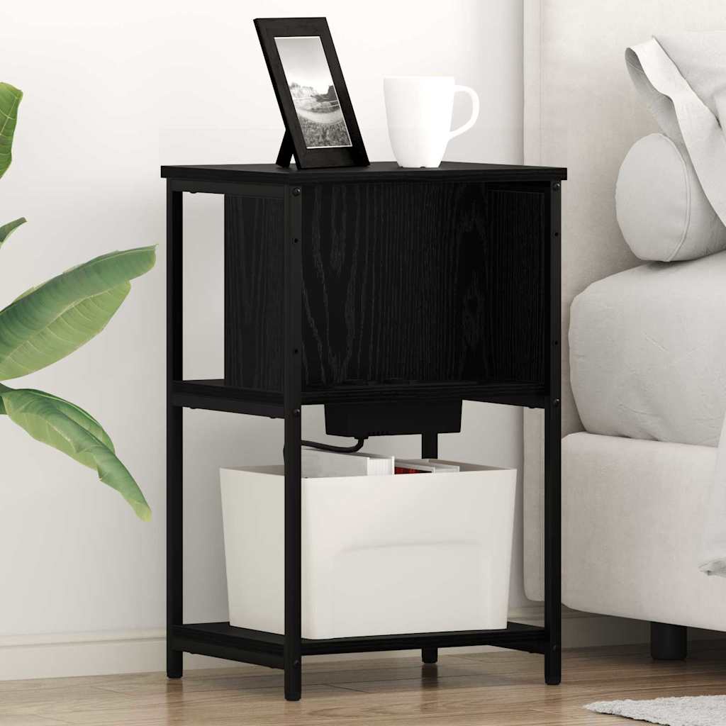 Armadio da Notte 2 pcs Rovere Nero 38 x 31 x 61 cm