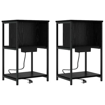 Armadio da Notte 2 pcs Rovere Nero 38 x 31 x 61 cm