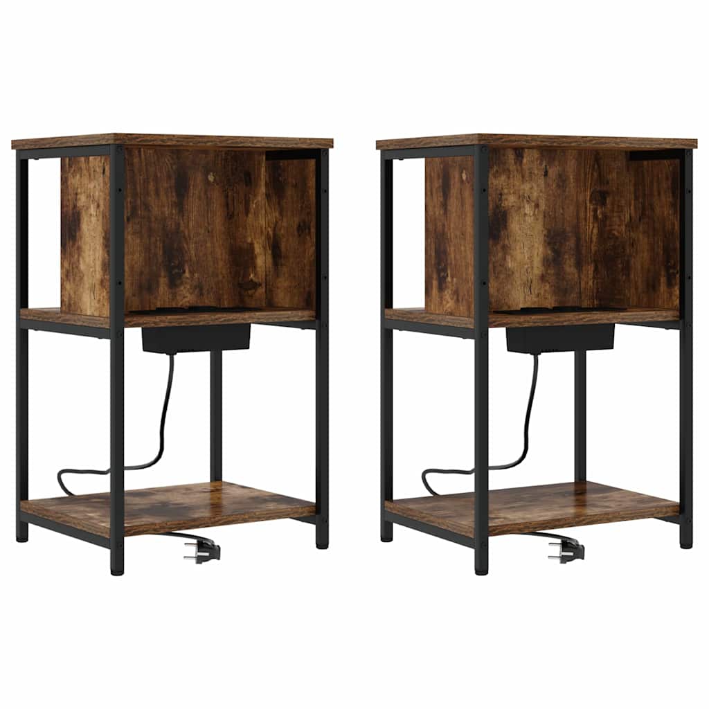 Armadio da Notte 2 pcs Rovere fumÃ© 38 x 31 x 61 cm