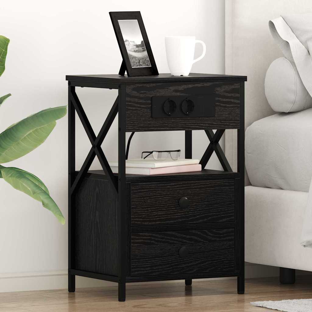 Armadio da Notte Rovere Nero 40 x 31 x 60 cm Legno multistrato