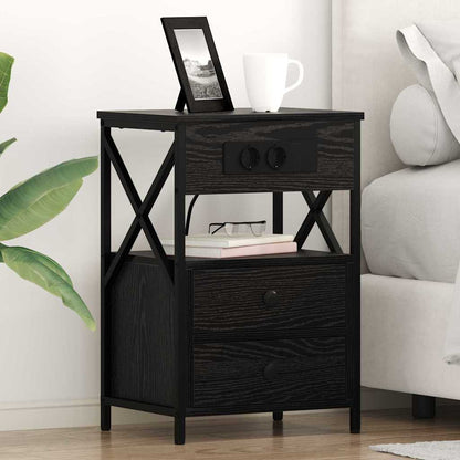 Armadio da Notte Rovere Nero 40 x 31 x 60 cm Legno multistrato