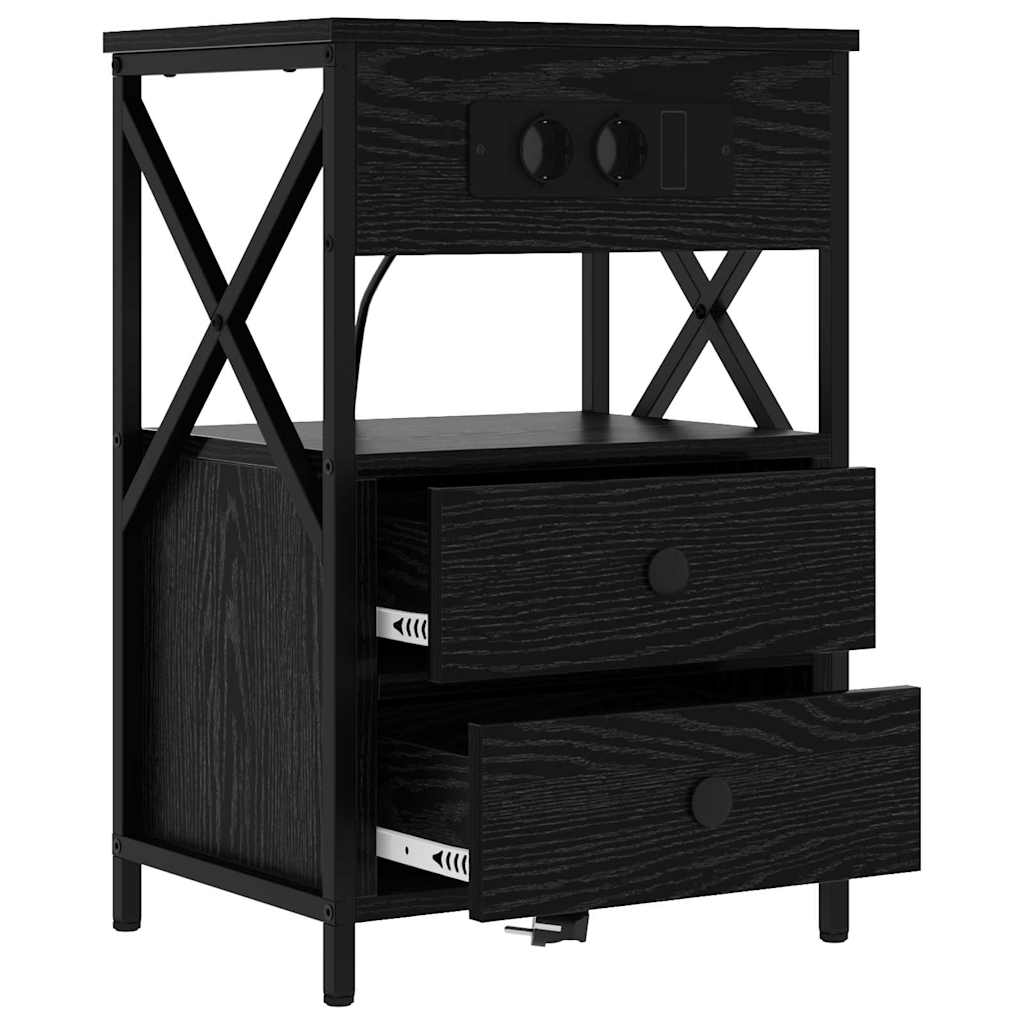 Armadio da Notte Rovere Nero 40 x 31 x 60 cm Legno multistrato