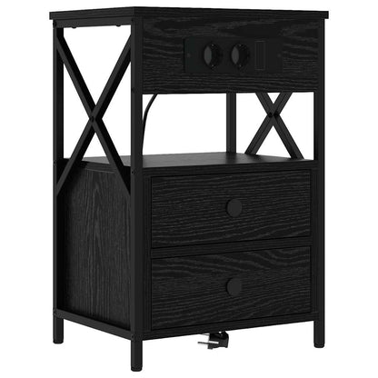 Armadio da Notte con cassetto 2 pcs Rovere Nero 40 x 31 x 60 cm