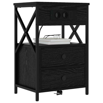 Armadio da Notte con cassetto 2 pcs Rovere Nero 40 x 31 x 60 cm