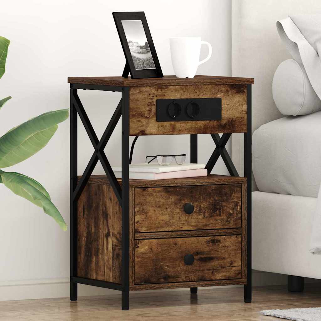 Armadio da Notte con cassetto 2 pcs Rovere fumÃ© 40 x 31 x 60 cm