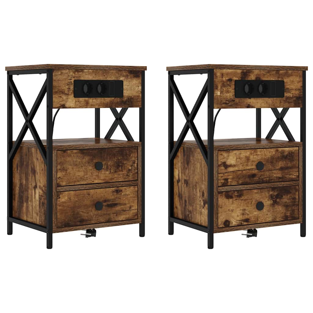 Armadio da Notte con cassetto 2 pcs Rovere fumÃ© 40 x 31 x 60 cm
