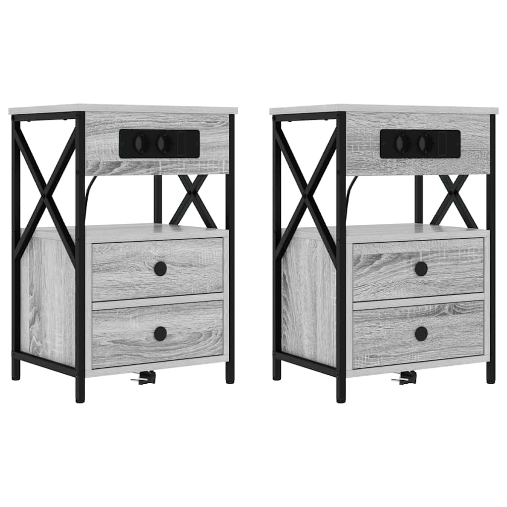 Armadio da Notte 2 pcs Grigio Sonoma 40 x 31 x 60 cm