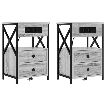 Armadio da Notte 2 pcs Grigio Sonoma 40 x 31 x 60 cm