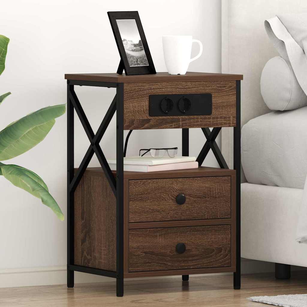 Armadio da Notte con cassetto Rovere Marrone 40 x 31 x 60 cm