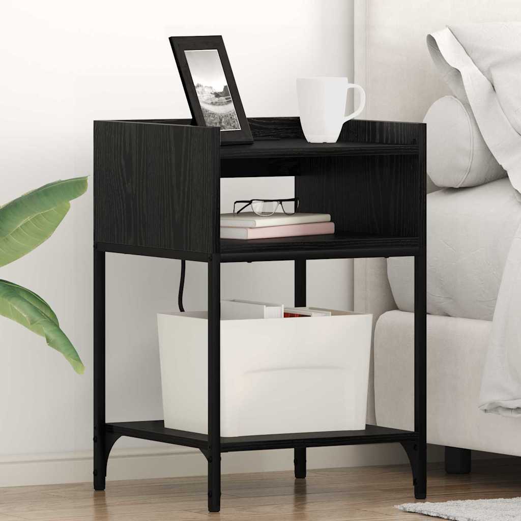 Armadio da Notte Rovere Nero 40 x 40 x 61 cm Legno multistrato