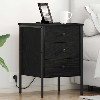 Armadio da Notte Rovere Nero 42 x 41 x 61 cm Legno multistrato