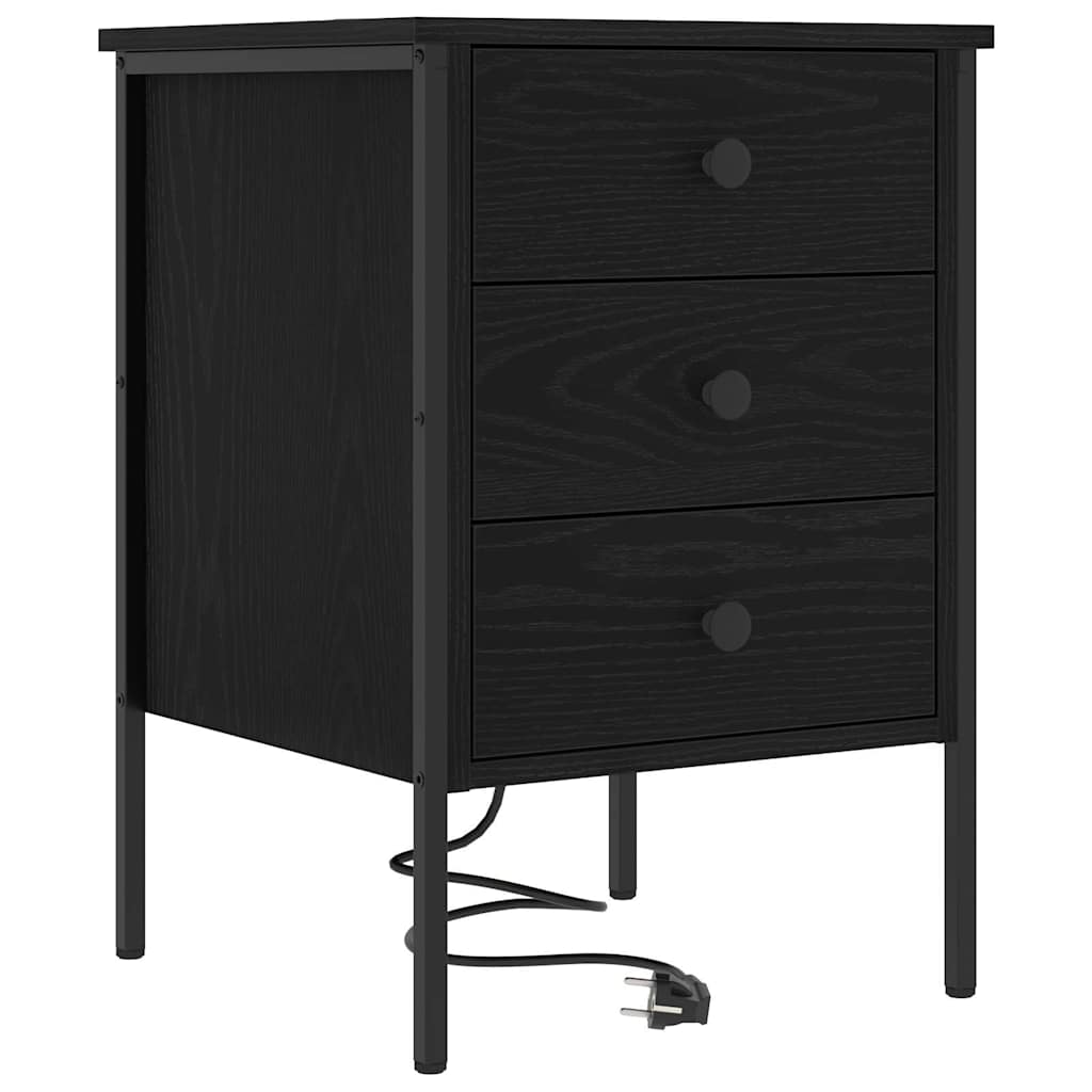 Armadio da Notte Rovere Nero 42 x 41 x 61 cm Legno multistrato
