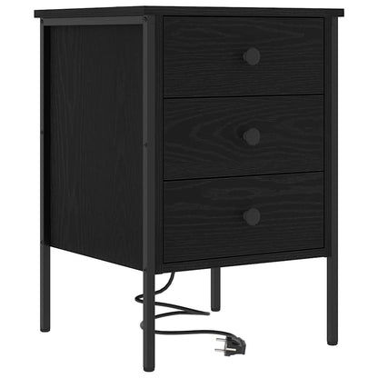 Armadio da Notte Rovere Nero 42 x 41 x 61 cm Legno multistrato