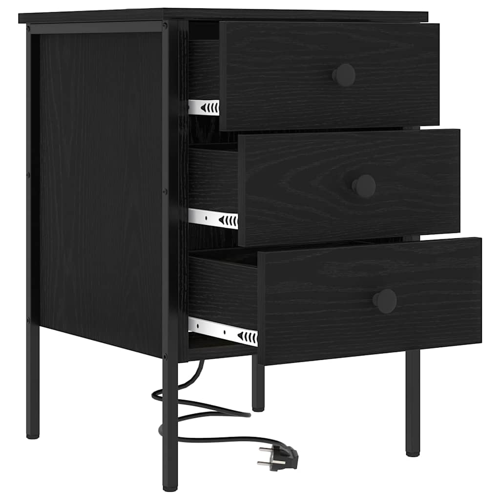 Armadio da Notte Rovere Nero 42 x 41 x 61 cm Legno multistrato