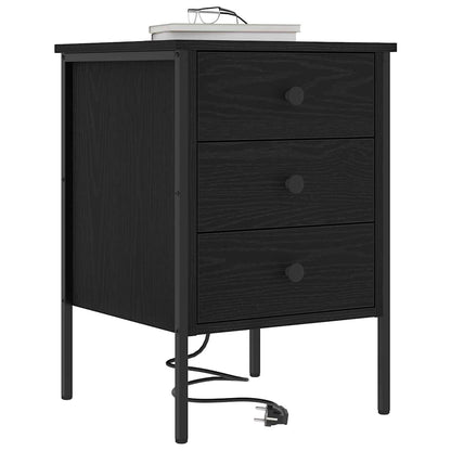 Armadio da Notte Rovere Nero 42 x 41 x 61 cm Legno multistrato