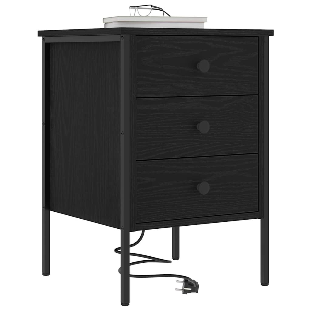 Armadio da Notte con cassetto 2 pcs Rovere Nero 42 x 41 x 61 cm