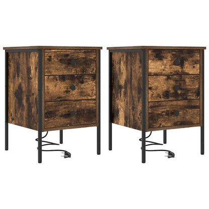 Armadio da Notte con cassetto 2 pcs Rovere fumÃ© 42 x 41 x 61 cm