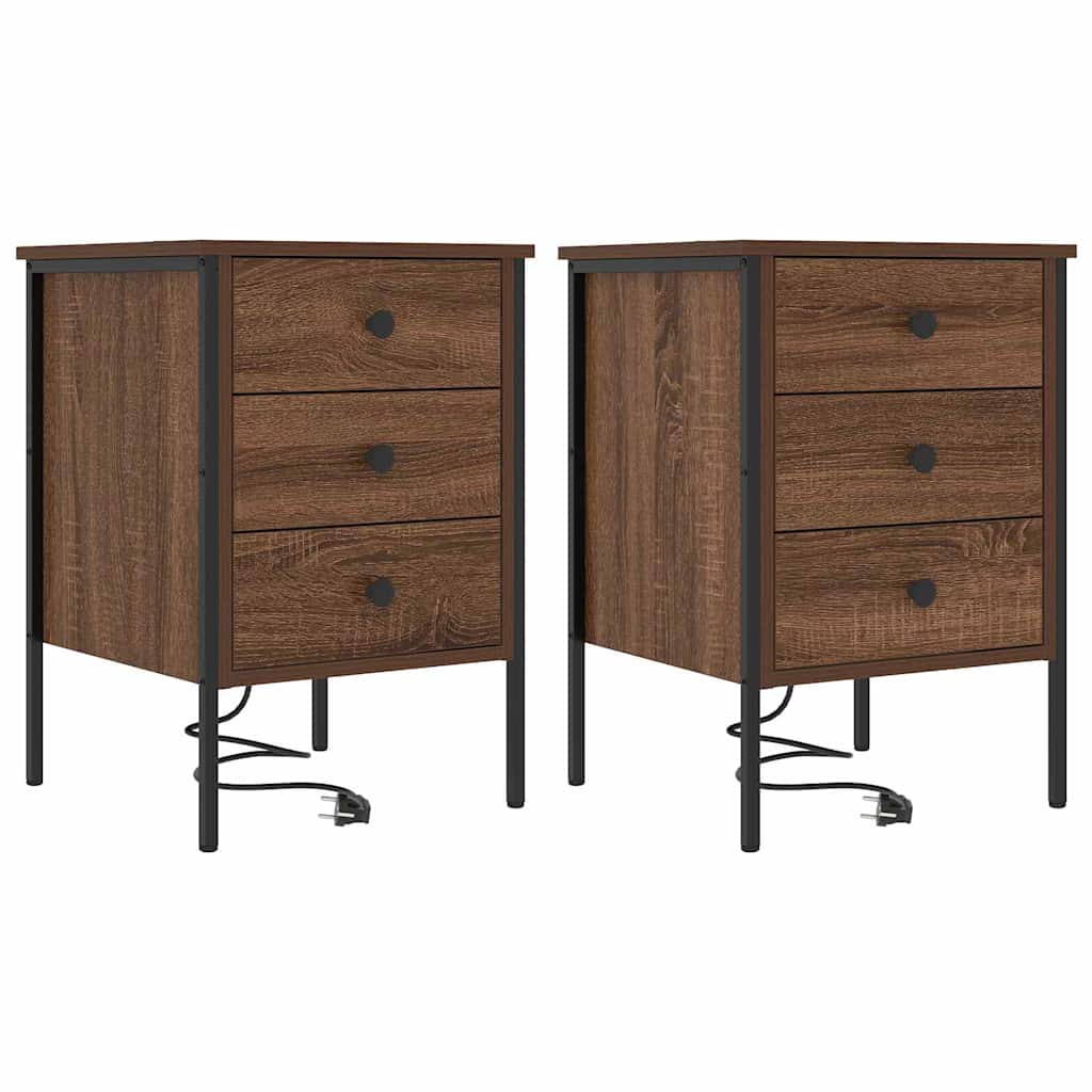 Armadio da Notte 2 pcs Rovere Marrone 42 x 41 x 61 cm