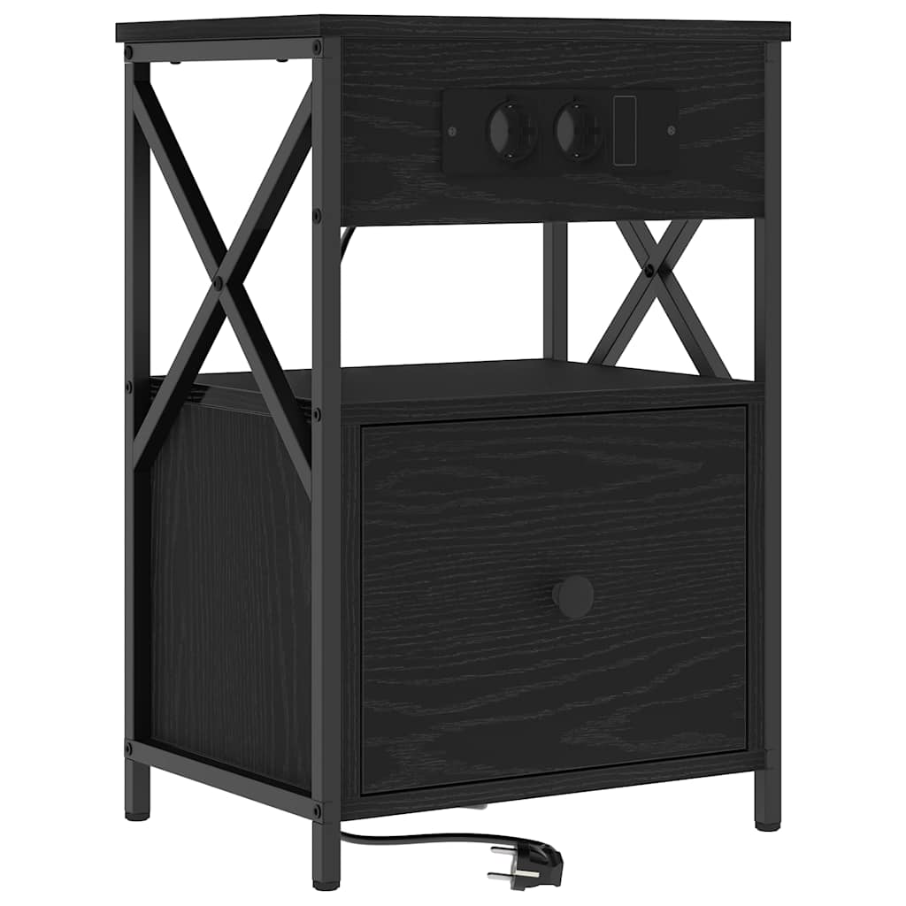 Armadio da Notte con cassetto 2 pcs Rovere Nero 40 x 31 x 60 cm