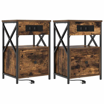 Armadio da Notte con cassetto 2 pcs Rovere fumÃ© 40 x 31 x 60 cm