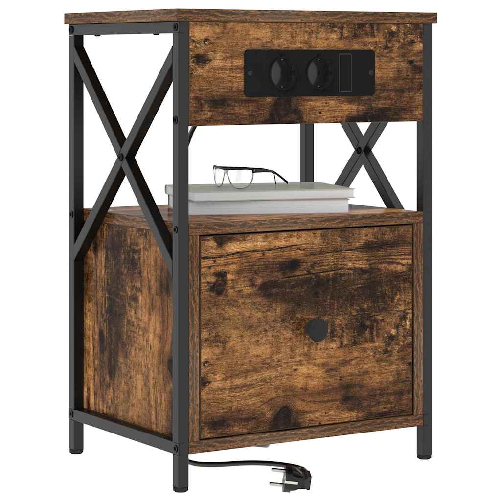 Armadio da Notte con cassetto 2 pcs Rovere fumÃ© 40 x 31 x 60 cm