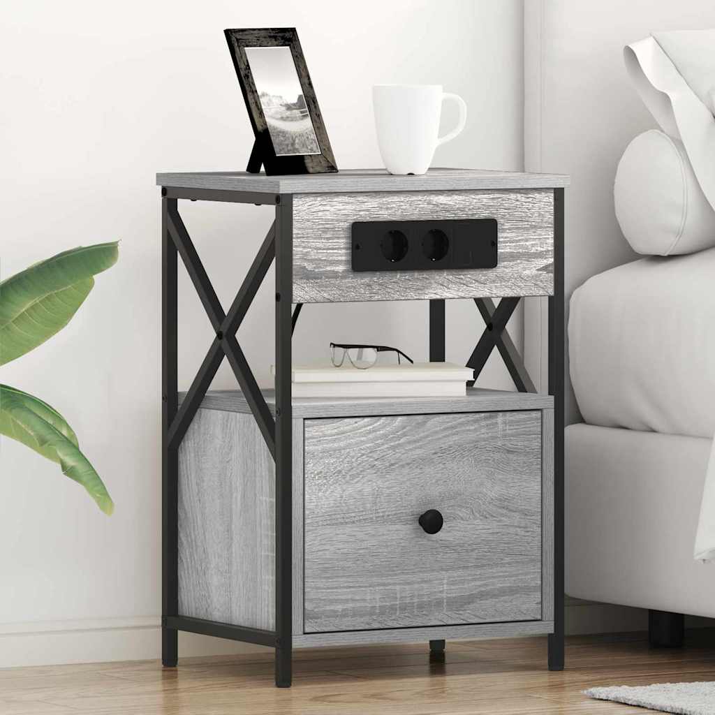 Armadio da Notte con cassetto Grigio Sonoma 40 x 31 x 60 cm