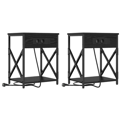 Armadio da Notte 2 pcs Rovere Nero 41 x 31 x 51 cm
