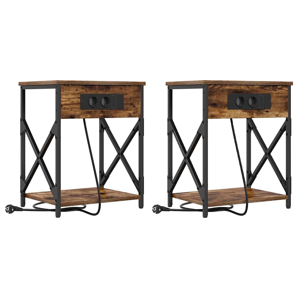 Armadio da Notte 2 pcs Rovere fumÃ© 41 x 31 x 51 cm